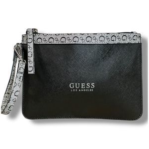 Guess Large Black Gray Wristlet Pouch